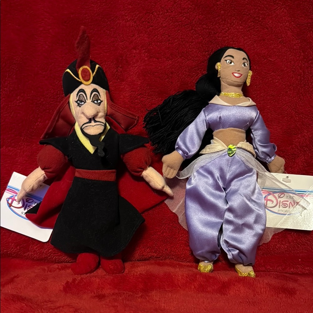Vintage Disney Jafar and Jasmine Plush Set of two (2)